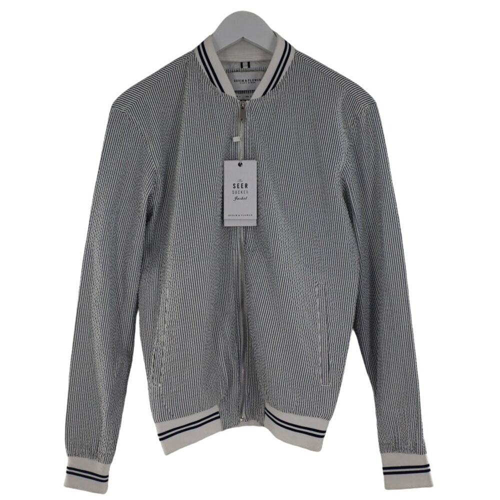 Denim and Flower Seersucker Cotton Jacket - Size S - New!